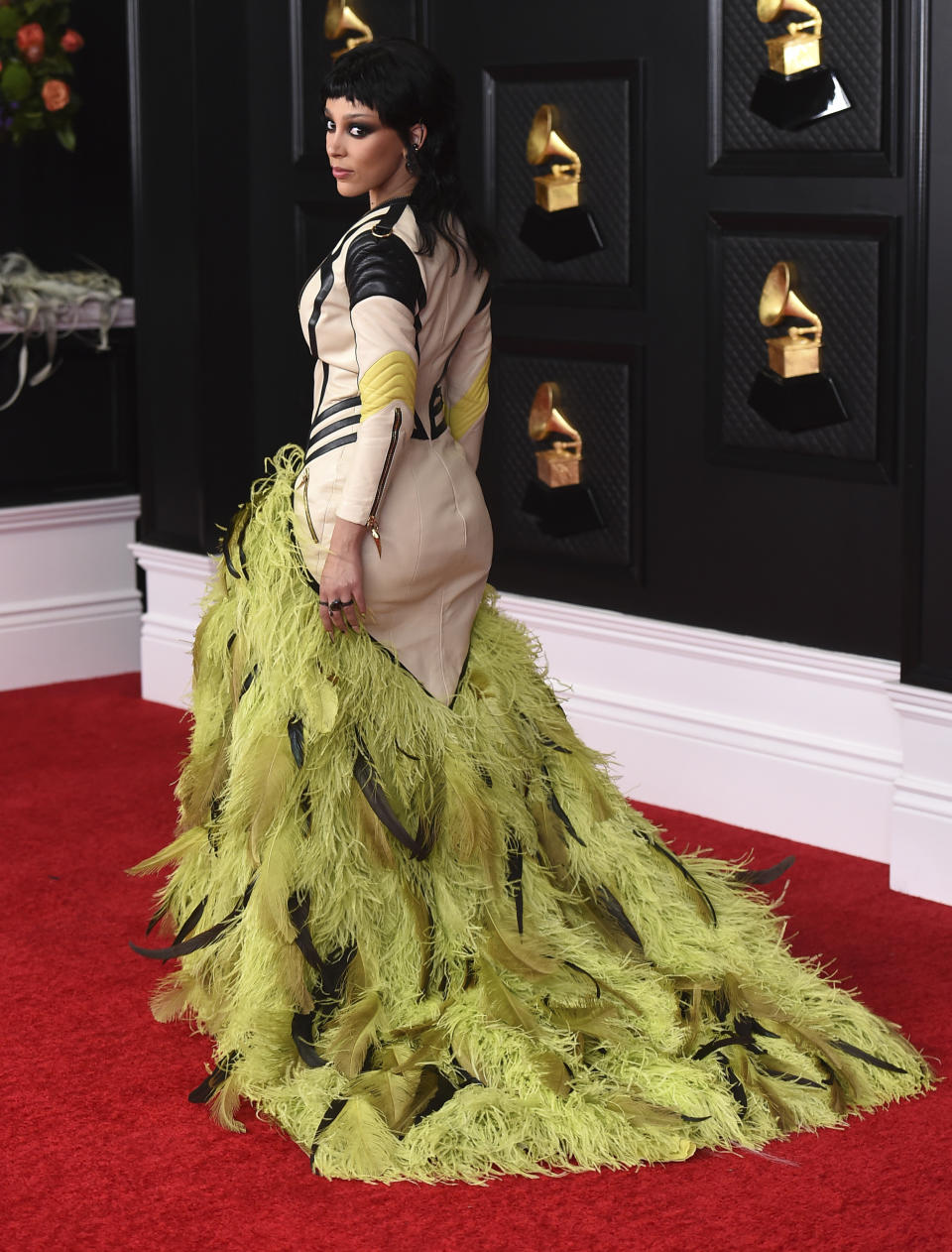 Doja Cat arrives at the 63rd annual Grammy Awards at the Los Angeles Convention Center on Sunday, March 14, 2021. (Photo by Jordan Strauss/Invision/AP)