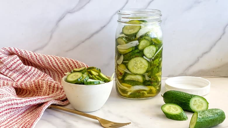 bread and butter pickles in jar