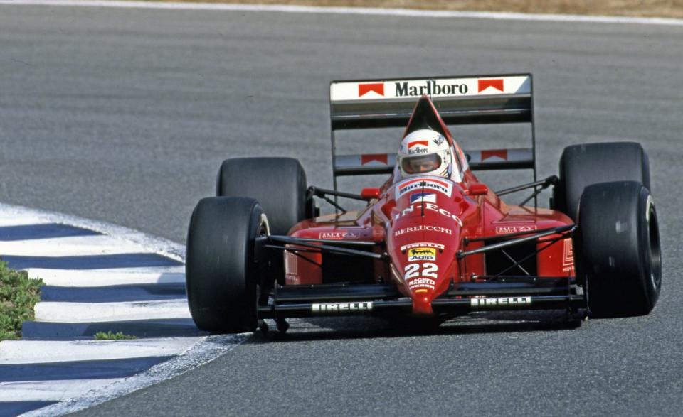 andrea de cesaris in a dallara ford at the 1989 spanish gp