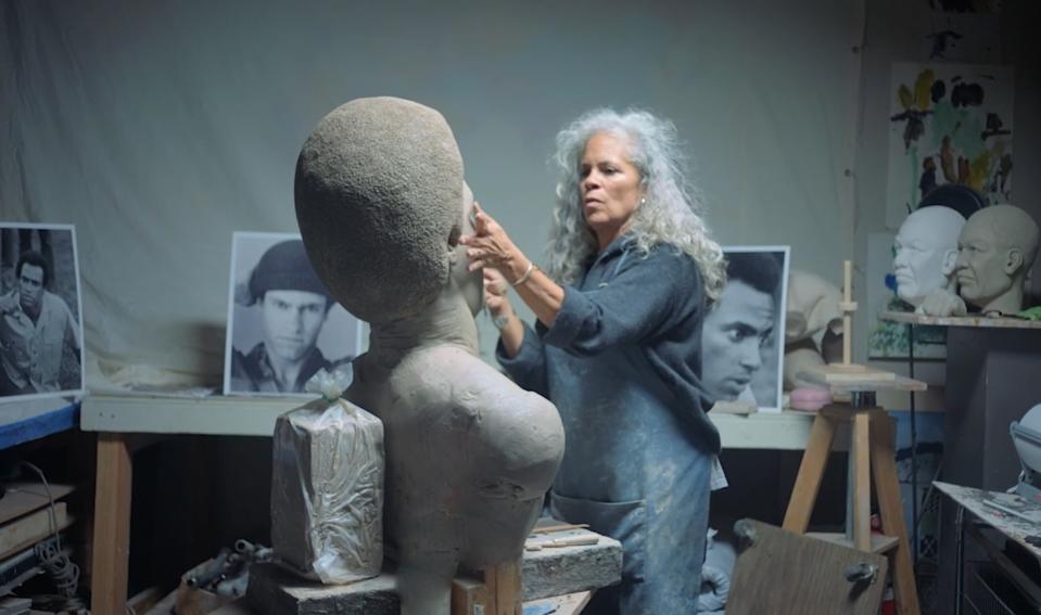 Sculptor Dana King in 'Alive in Bronze: Huey P. Newton'