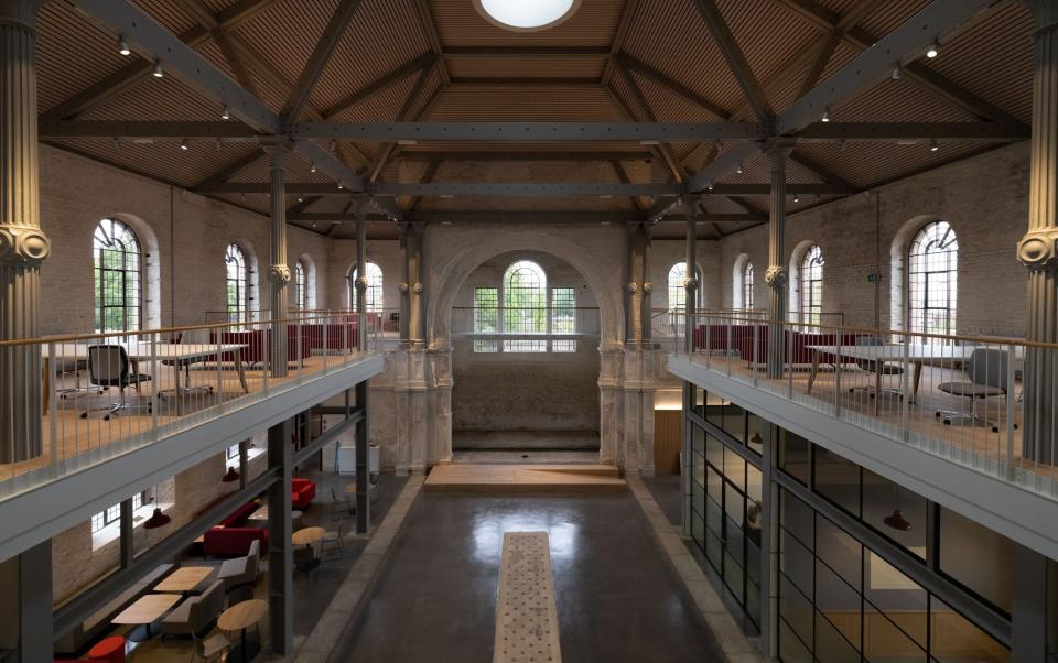 The nave of the church is now an airy workspace - Jeff Gilbert for The Telegraph