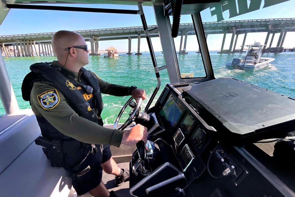 Okaloosa County Sheriff's Deputy Michael Powell patrols the area around Destin's Marler Bridge in this Daily News file photo from March 2022. With the arrival of Spring Break and warmer temperatures, Okaloosa County Sheriff's Office marine units were expecting to see many more boaters on the water and planned to arrest those found driving their vessels while intoxicated.