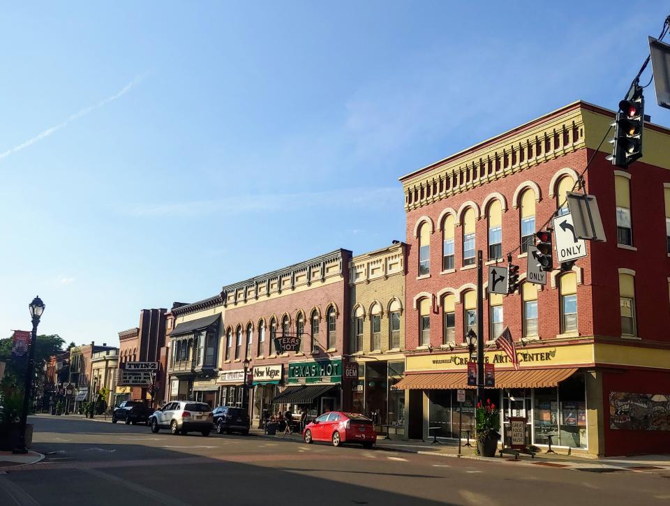 A view of the business district on North Main Street in the Village of Wellsville.