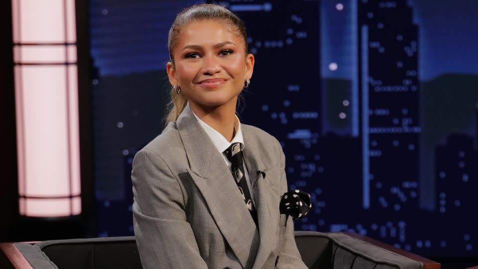 For an appearance on Jimmy Kimmel's talk show on April 18, Zendaya wore a vintage Ralph Lauren blazer, nodding to the label's role in outfitting officials at the famed Wimbledon tennis tournament. - Randy Holmes/Disney
