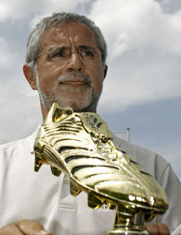 German football legend Gerd Mueller, pictured here in Berlin in 2006, set the 1972 record of 85 goals in a calendar year for Bayern Munich and West Germany