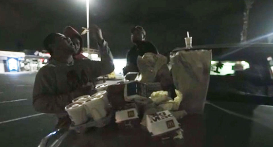 Several customers tuck in to their McDonald's. Source:  NZ Herald Focus Live