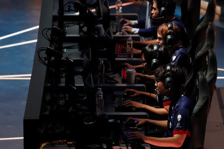 Team Liquid play on stage against team Invictus Gaming of China during the League of Legends (LOL) Mid-Season Invitational in Taipei, Taiwan May 17, 2019. REUTERS/Tyrone Siu