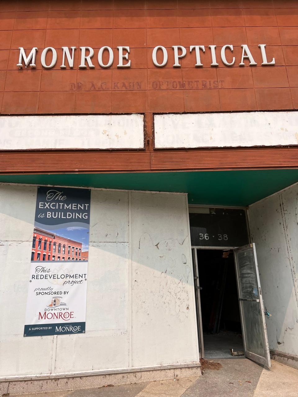 The old Monroe Optical Building with entrances at 36-38 S. Monroe St. and 13 W. Front St. is under renovation after sitting vacant for decades. The city of Monroe's Downtown Development Authority purchased the building for $90,000 earlier this year and expects to invest more than half a million to prepare the site for redevelopment.