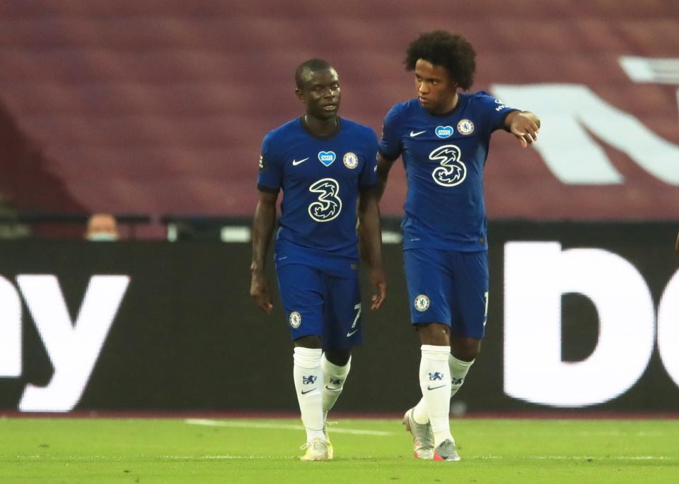 Double boost: Kante and Willian have been included in Chelsea's FA Cup final squad Photo: Reuters