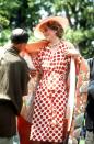 On foreign visits, Diana would chose clothes inspired by the national colours, such as the white dress with red spots she wore on the trip to Japan in 1986