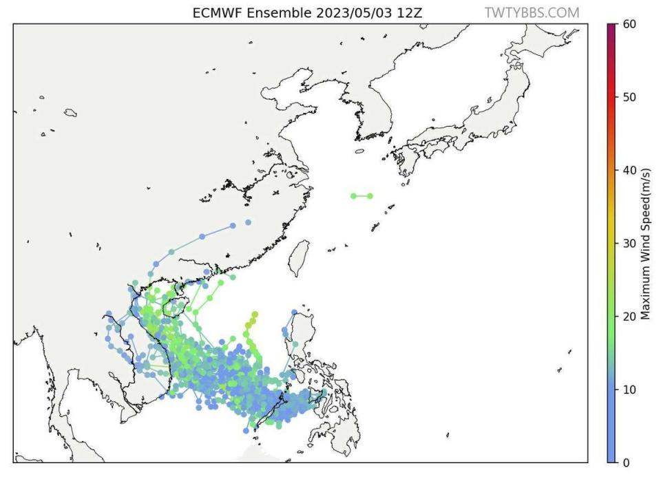 今年第二號颱風「瑪娃」也有望成形。   圖：取自台灣颱風論壇臉書