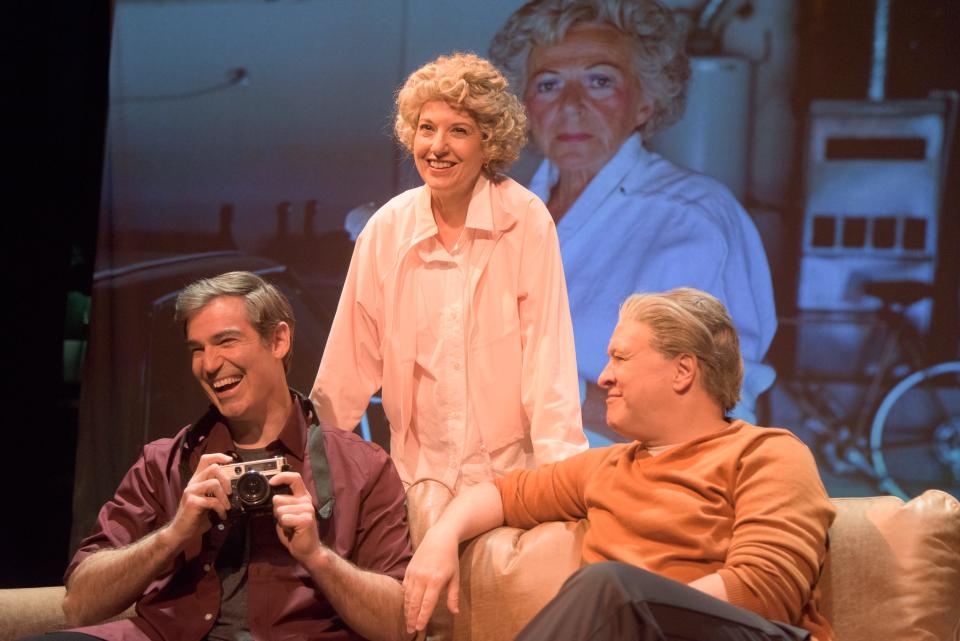 From left, Gil Brady, Jean Tafler and Kraig Swartz play members of a family in Sharr White’s play “Pictures from Home,” based on a photo essay book by Larry Sultan, at Florida Studio Theatre.