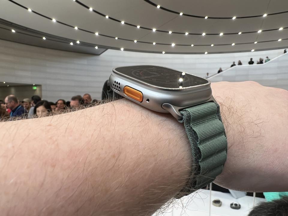 The new Action Button on the Apple Watch Ultra can be programmed for specific activities. (Image: Howley)