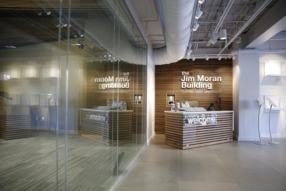 The lobby of FSU's Jim Moran Building, 111 S. Monroe St., Tallahassee.