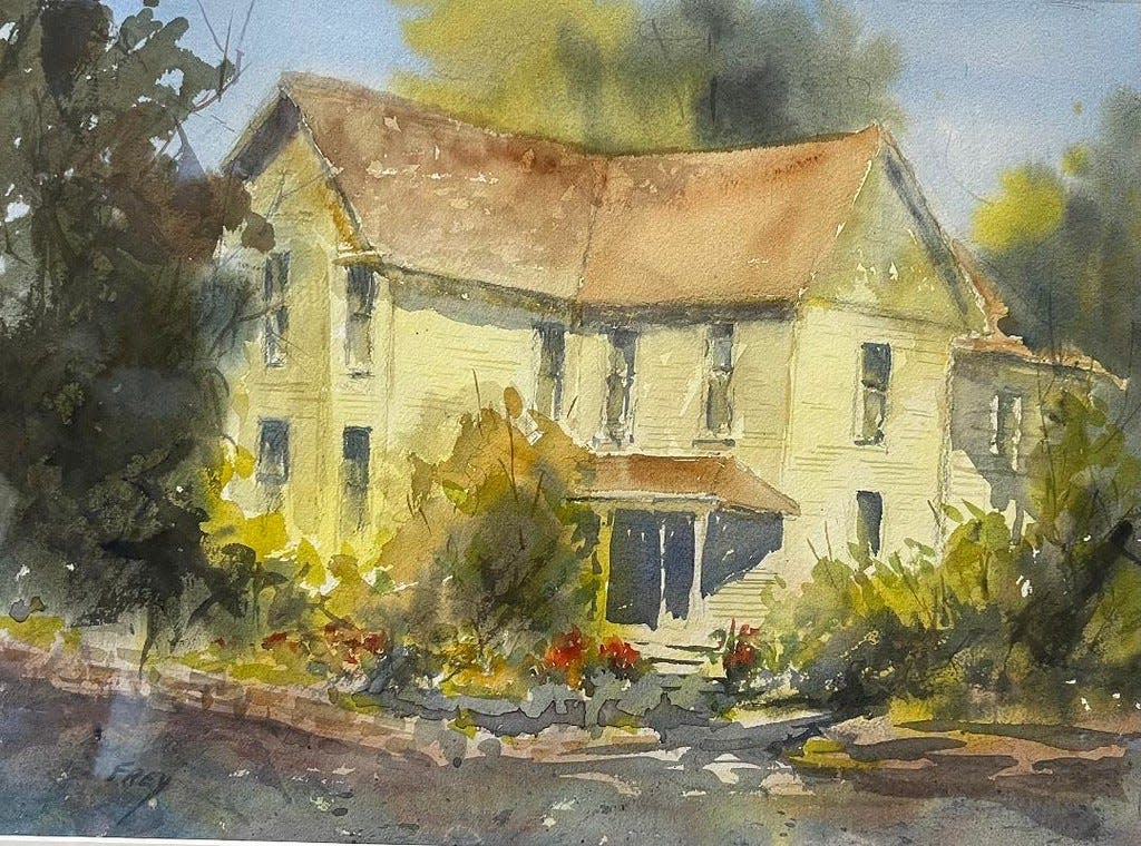 "Yellow House on West 7th" by Jacki Frey is one of the paintings in the "We Paint ... Historic Bloomington" exhibit.