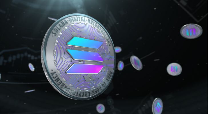 Abstract 3d rendered coin solana (SOL-USD)