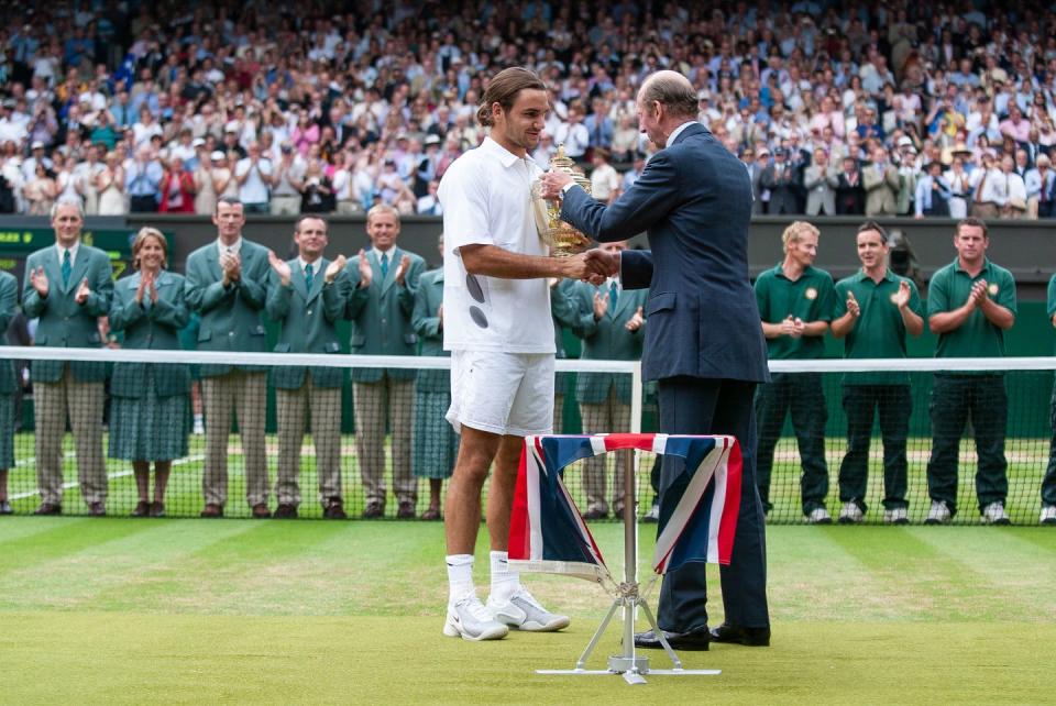 <p>Throughout the years, Prince Edward is a constant presence at Wimbledon, and has been part of some incredible tennis history, including the first time Roger Federer won the championships.</p>