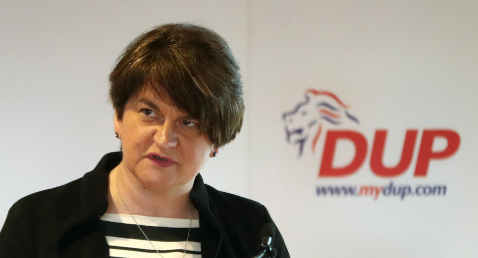 DUP leader Arlene Foster at the launch of the party's manifesto for the European election in Belfast (Picture: PA)