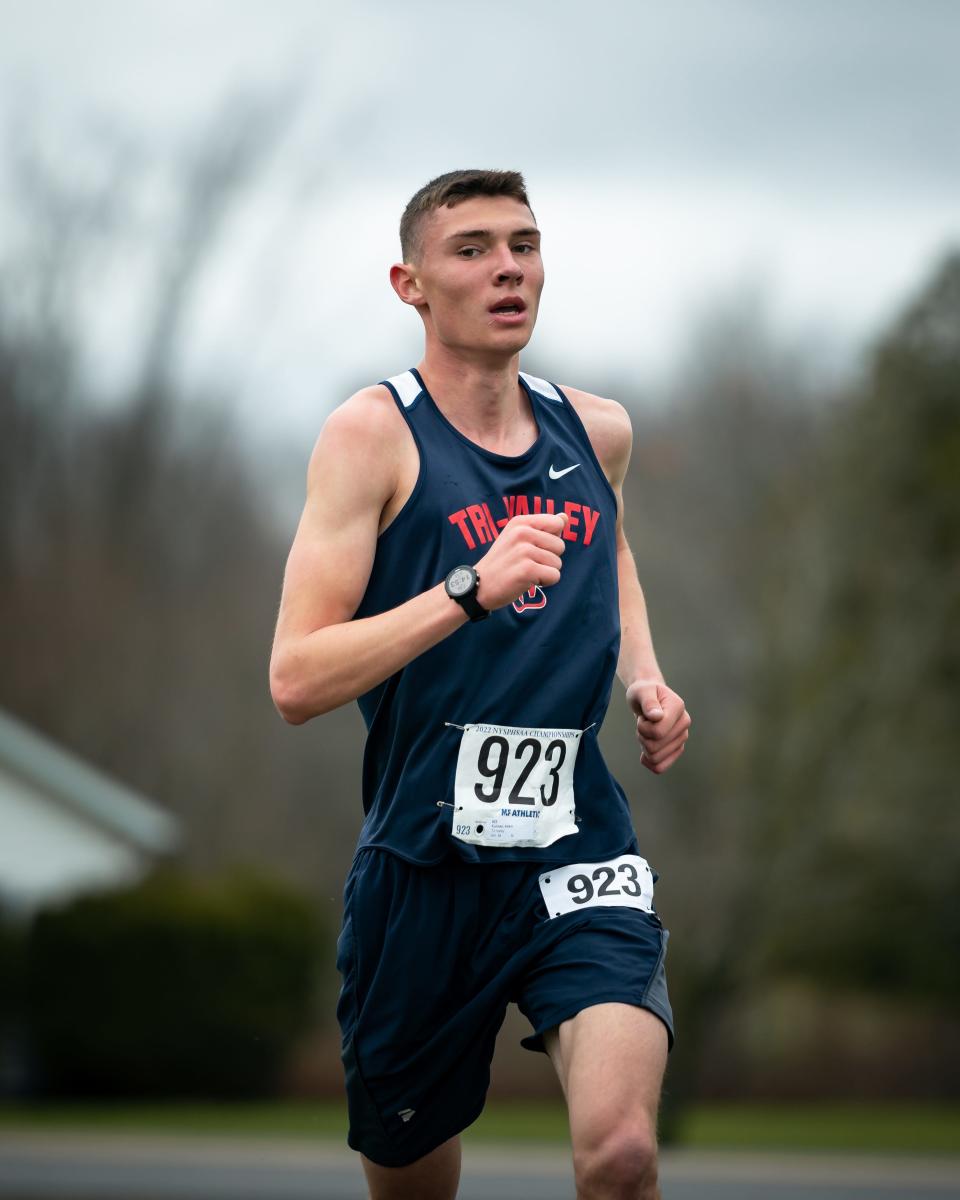 Tri-Valley's Adam Furman competes in the NYSPHSAA Cross Country Championships at Vernon-Verona-Sherrill High School in Verona on Saturday, November 12, 2022.