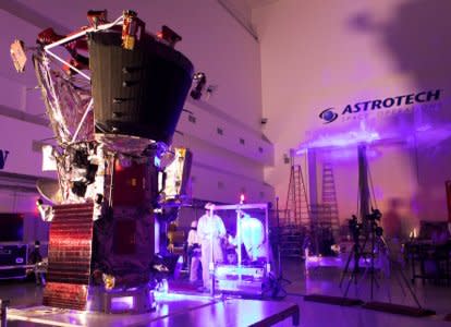 Technicians and engineers perform light bar testing on NASA's Parker Solar Probe, which will travel through the Sun's atmosphere, in the Astrotech processing facility near NASA's Kennedy Space Center, in Titusville, Florida, U.S., June 5, 2018. Picture taken on June 5, 2018.   Courtesy Glenn Benson/NASA/Handout via REUTERS