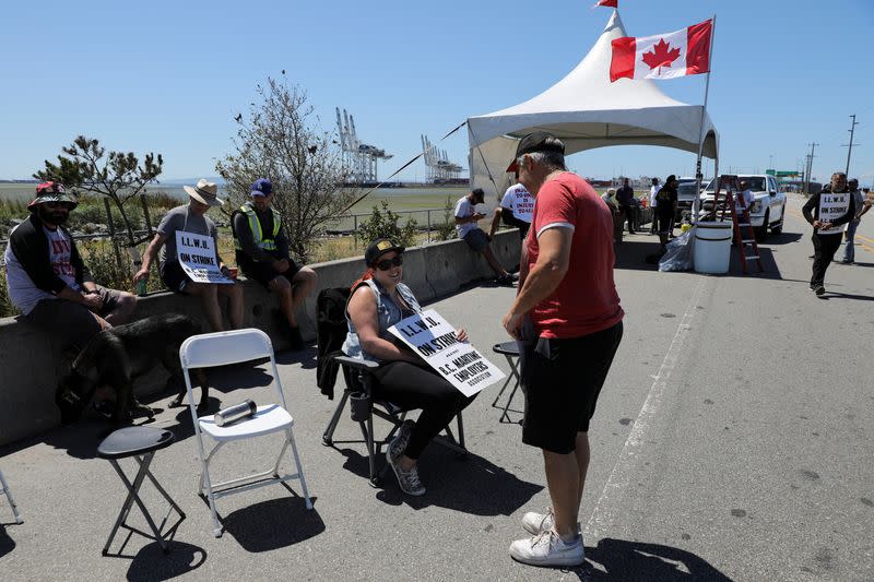 Longshoremen with the ILWU on strike in Delta, British Columbia