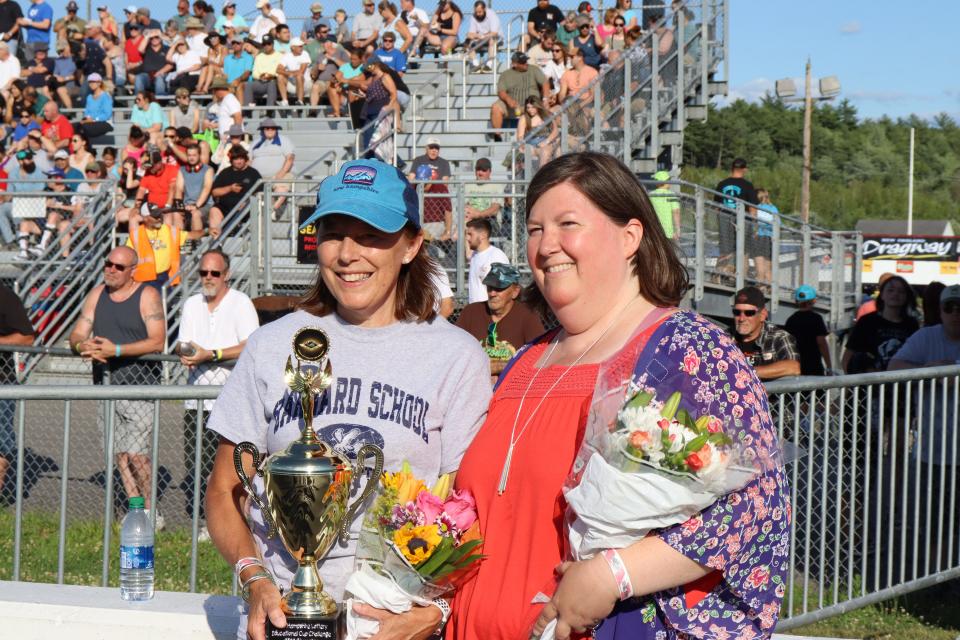From left New Hampshire Teacher of the Year Sara Casassa joins Vermont Teacher of the Year Karen McCalla to compete in the New Hampshire Lottery Educational Cup Challenge in Epping. Casassa took home the win.