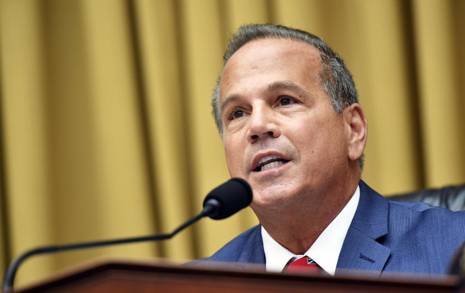 Rep. David Cicilline, D-R.I., speaks during a House Judiciary subcommittee hearing on antitrust on Capitol Hill in a Wednesday, July 29, 2020 file photo, in Washington. Two of Facebook's toughest critics on Capitol Hill, Jayapal and David Cicilline of Rhode Island, have urged the social media platform to get serious about misinformation, voter suppression and hate speech ahead of the 2020 election. In a letter sent Sunday, Sept. 27, U.S. Reps. Pramila Jayapal of Washington and David Cicilline of Rhode Island demanded that Facebook immediately remove pages or groups spreading misleading information about voting and posts encouraging people to bring guns to polling places. (Mandel Ngan/Pool via AP, File)