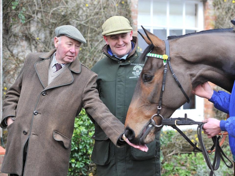 Hemmings with his horse and trainer Donald McCain Jnr in 2012 (PA)