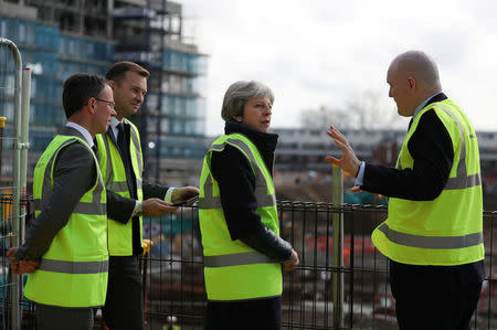 Britain's Prime Minister Theresa May visits a housing development in east London, March 5, 2018. REUTERS/Daniel Leal-Olivas/Pool