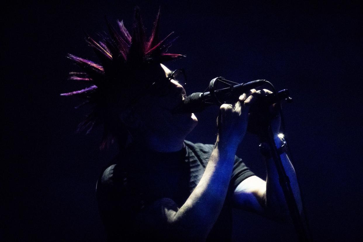 Tool singer Maynard James Keenan performs at the KFC Yum! Center in downtown Louisville, Ky on Wednesday, May 8, 2019.