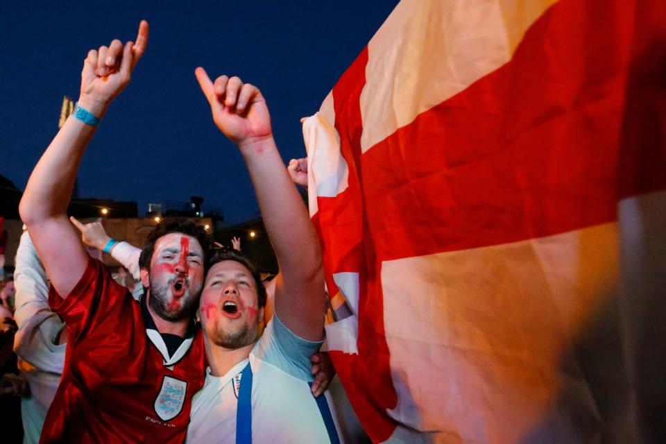 England fans went wild as the Three Lions reached the World Cup quarter-finals