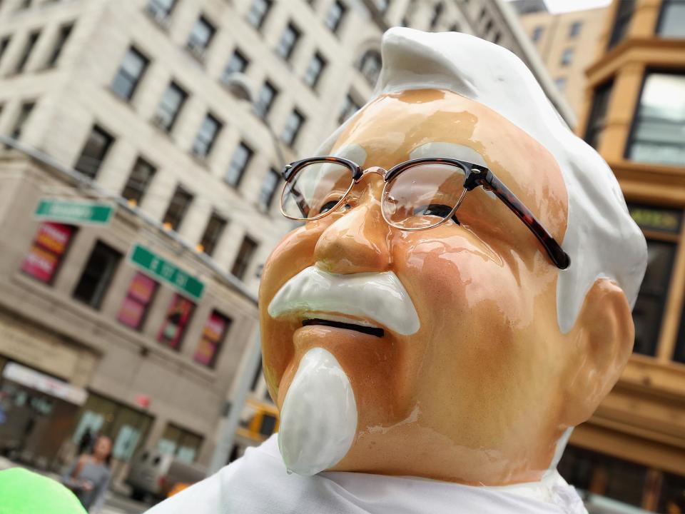 A Colonel Sanders statue is on permanent display in New York's Union Square: Getty Images For Turner