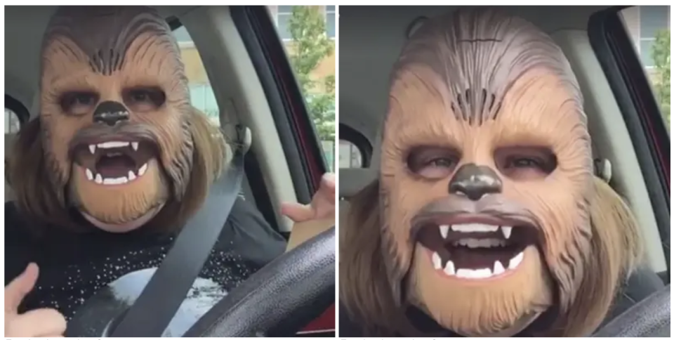 In 2016, over 100 million people watched her Facebook Live video where she laughs hysterically while wearing a Chewbacca mask.