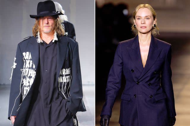 <p>Victor VIRGILE/Gamma-Rapho via Getty Images;  Marc Piasecki/WireImage</p> Norman Reedus walks in the Yohji Yamamoto Menswear show ; Diane Kruger walks in the AMI Paris show on Jan. 18, 2024.