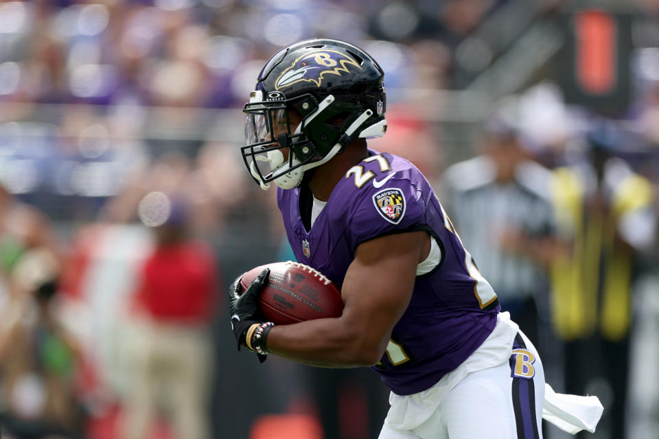 Ravens running back J.K. Dobbins tore his Achilles in the team’s win over Houston on Sunday, and will now miss the rest of the season