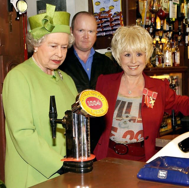 The Queen meeting Barbara Windsor