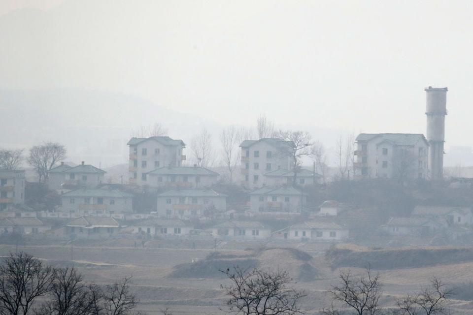 North Korea's propaganda village of Gijungdong is seen from a South Korea's observation post inside the demilitarized zone (DMZ) separating South and North Korea