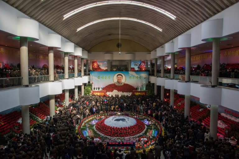 Around 700,000 people are expected to cram into Pyongyang exhibition hall over seven days, and its passages were packed on February 17, 2017