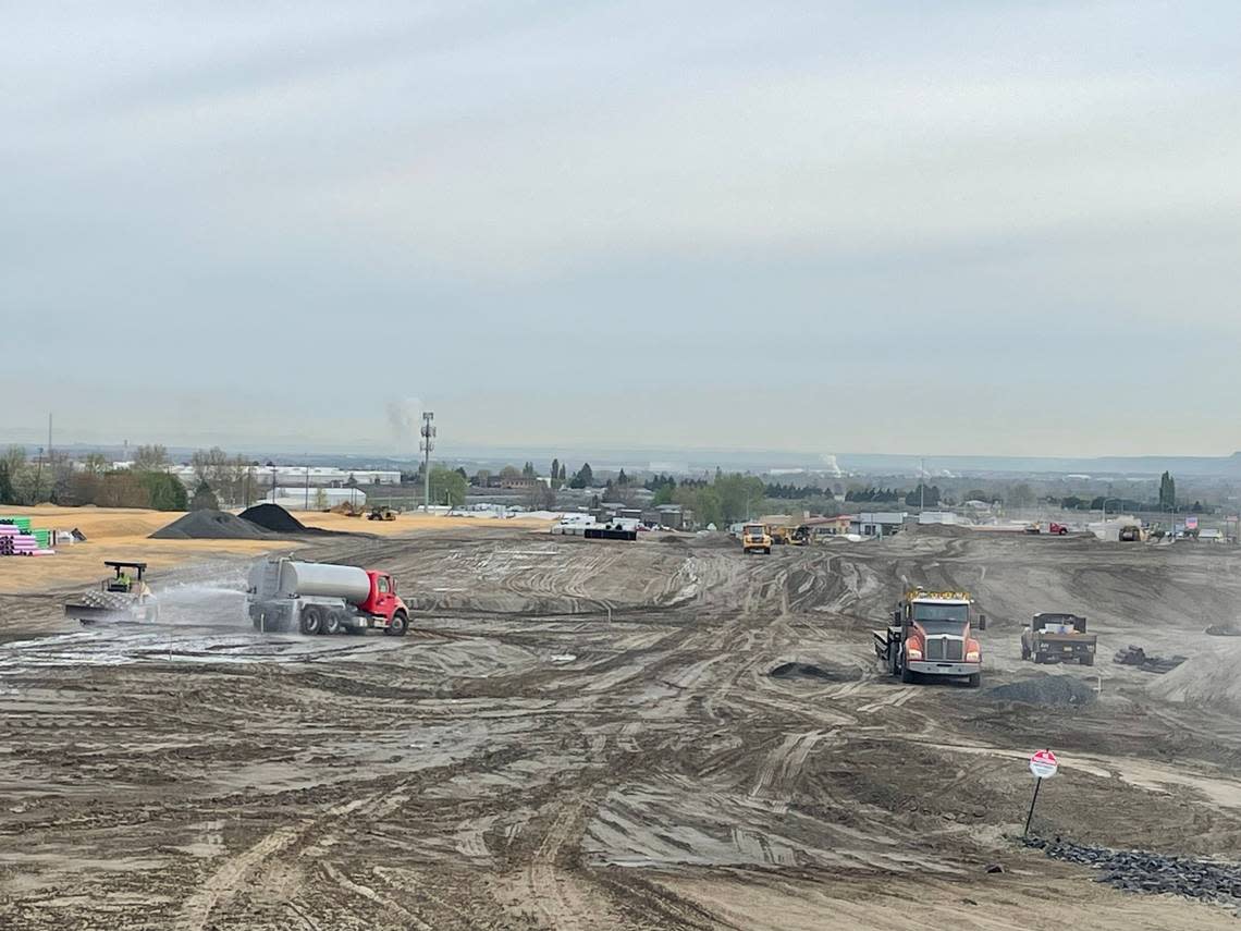 Grading started recently at Terraces at Queensgate, a 48-acre residential and commercial project that includes filling in the final link of Queensgate Drive in Richland.