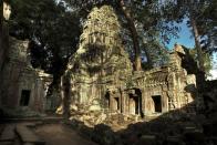 The Ta Prohm temple in the Angkor Archeological Park in Siem Reap, Cambodia was founded as a Buddhist monastery by the Khmer king Jayavarman VII.