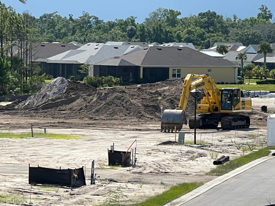 Land being released for final phase of new home development at Latitude Margaritaville Daytona Beach, north of Jimmy Buffett-themed over-55s downtown amenity complex, on July 8, 2024. Final phase will offer "Concha Chalet" homes ranging in size from 1,205 square feet to 1,485 square feet of living space.  The base price is $330,000 to $350,000 on average, according to Minto Communities officials.