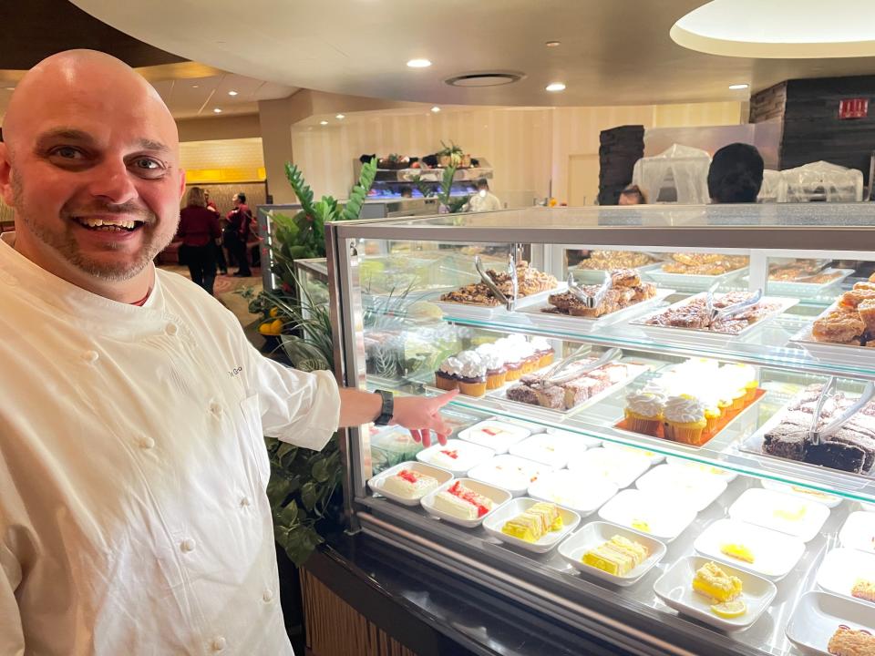 Chef Tony Graceffo shows off the baked items at the MGM Northfield Park Buffet.