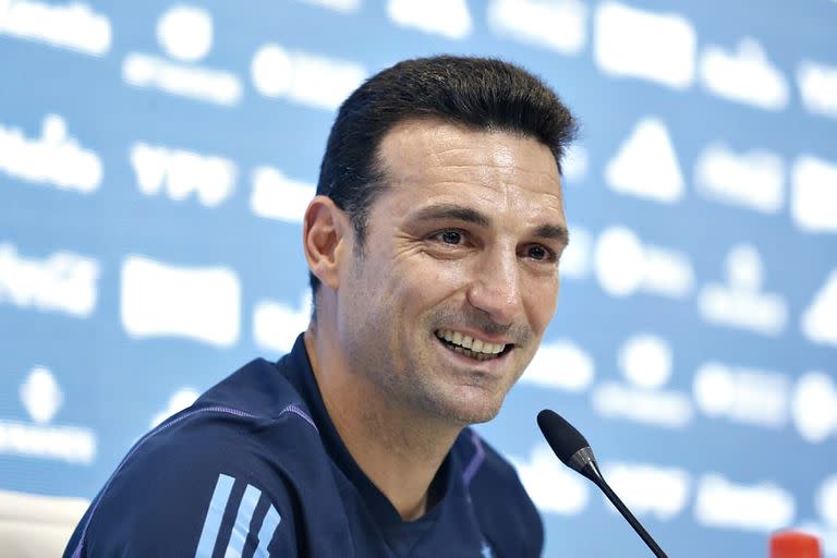 Lionel Scaloni durante la conferencia de prensa en el predio de la AFA