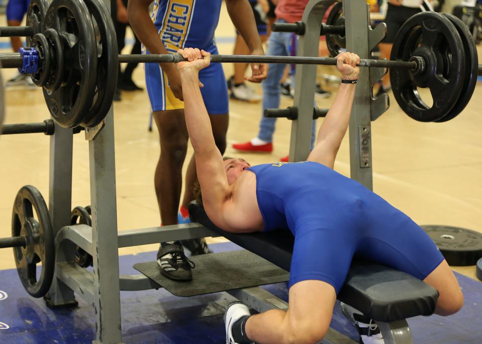 Charlotte High junior Nathaniel Smith won the 154-pound Class 2A traditional with a combined 525 pounds (280-245).