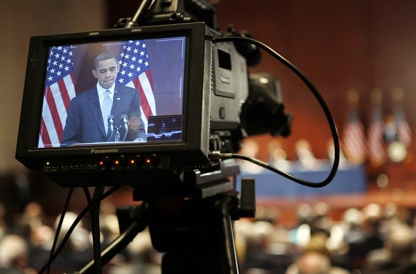 Obama on TV camera