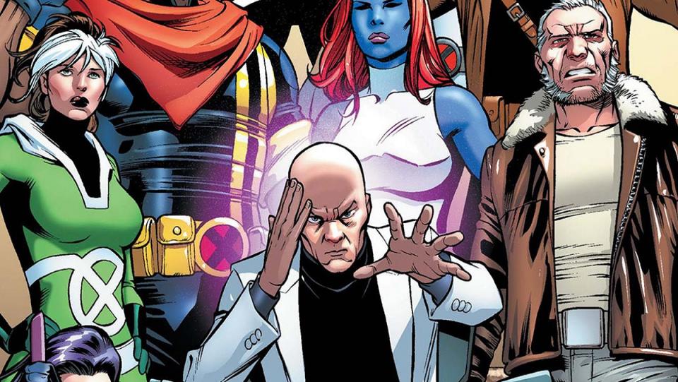 The comics version of Professor X leads his X-Men.