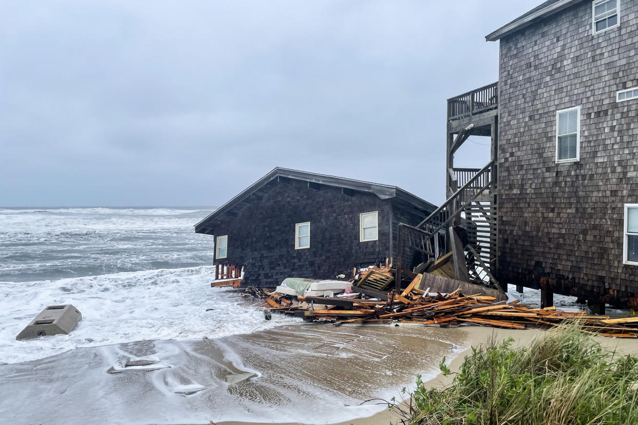 A home collapsed into the ocean at Cape Hatteras National Seashore in North Carolina on May 10, 2022. (National Park Service)