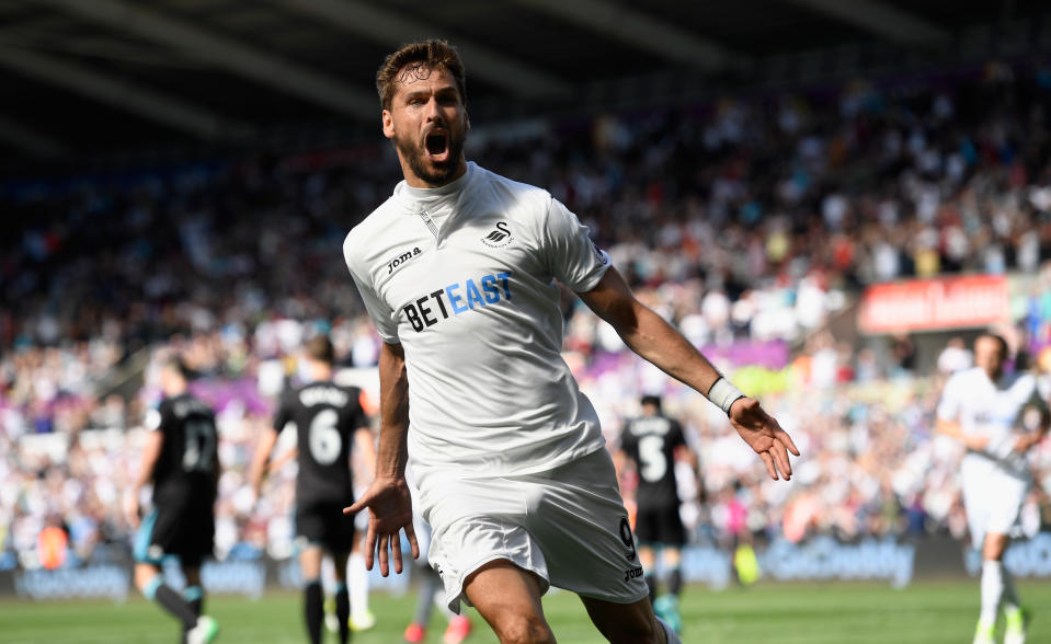 Llorente during a Premier League match against WBA at the Liberty Stadium on May 21, 2017 in Swansea, Wales.