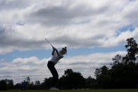 Nelly Korda hits a tee shot on the third hole during the final round of the Chevron Championship LPGA golf tournament Sunday, April 21, 2024, at The Club at Carlton Woods in The Woodlands, Texas. (AP Photo/David J. Phillip)