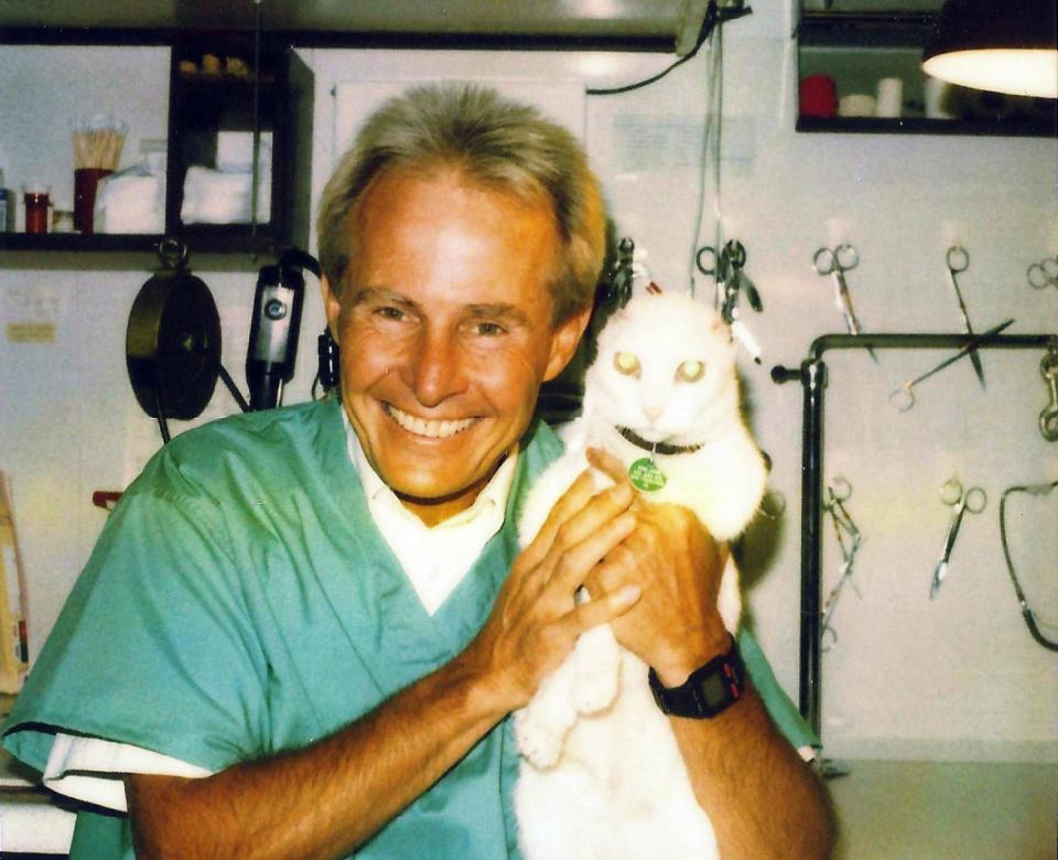 Elmo Shropshire at his veterinary clinic in 1968.